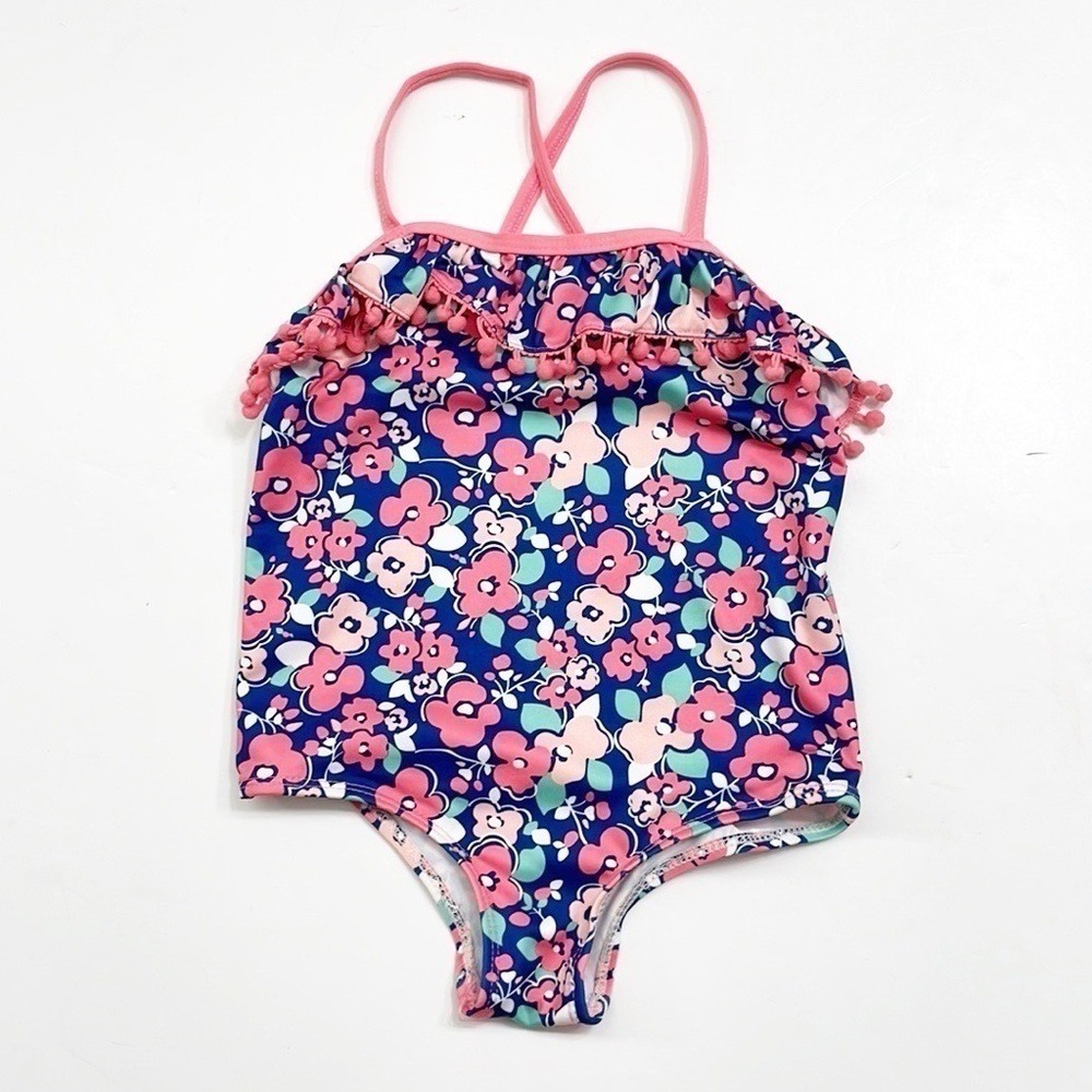 Toddler girls floral print one piece swimsuit